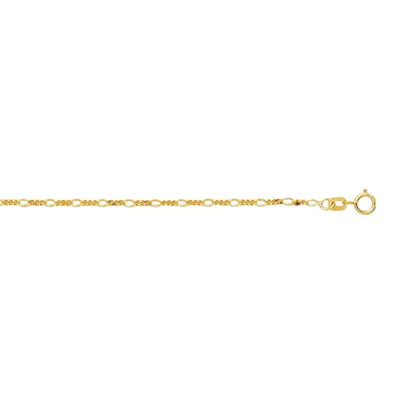 Curata 14k Yellow Gold 10" 1.3mm Thin Classic Figaro Chain Anklet sold by Zulily