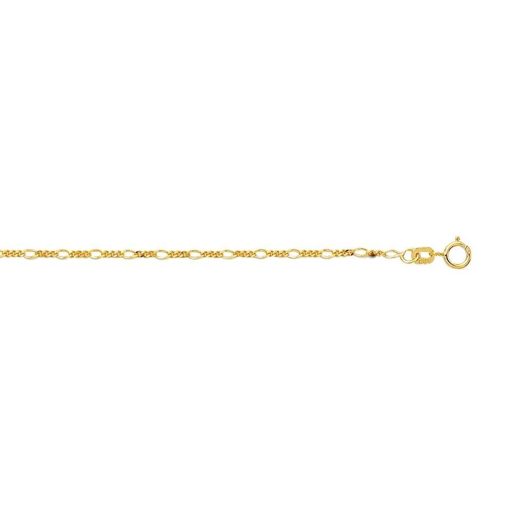 Curata 14k Yellow Gold 10" 1.3mm Thin Classic Figaro Chain Anklet sold by Zulily