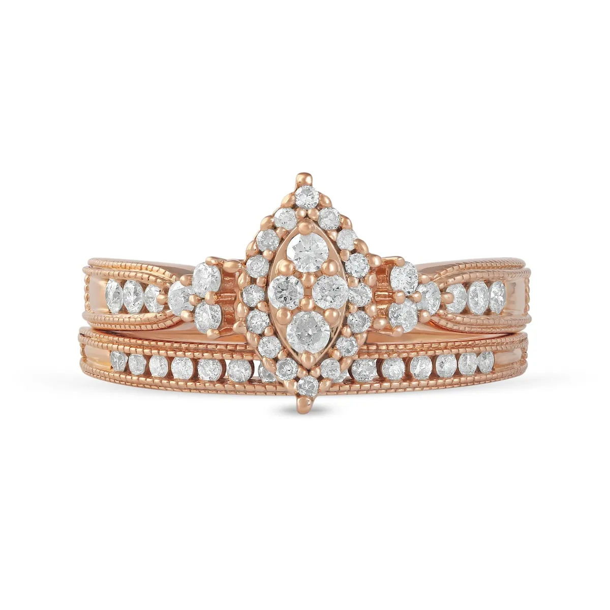 De Couer IGI Certified 10k Rose Gold 1/2ct TDW Diamond Marquise-Framed Halo Engagement Ring Set sold by Zulily product image thumbnail 5