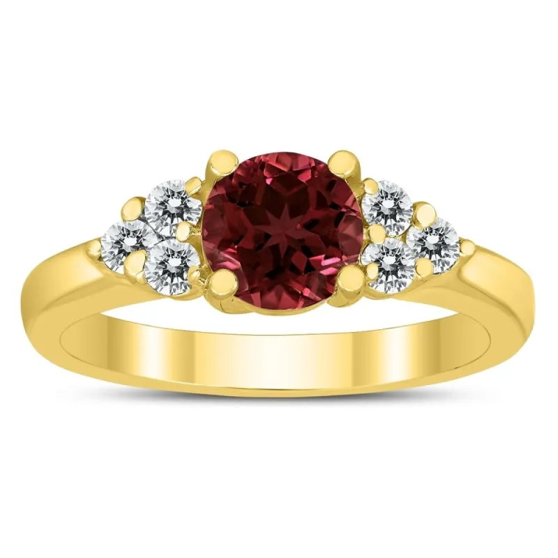 6MM Garnet and Diamond Cynthia Ring in 10K Yellow Gold sold by Zulily
