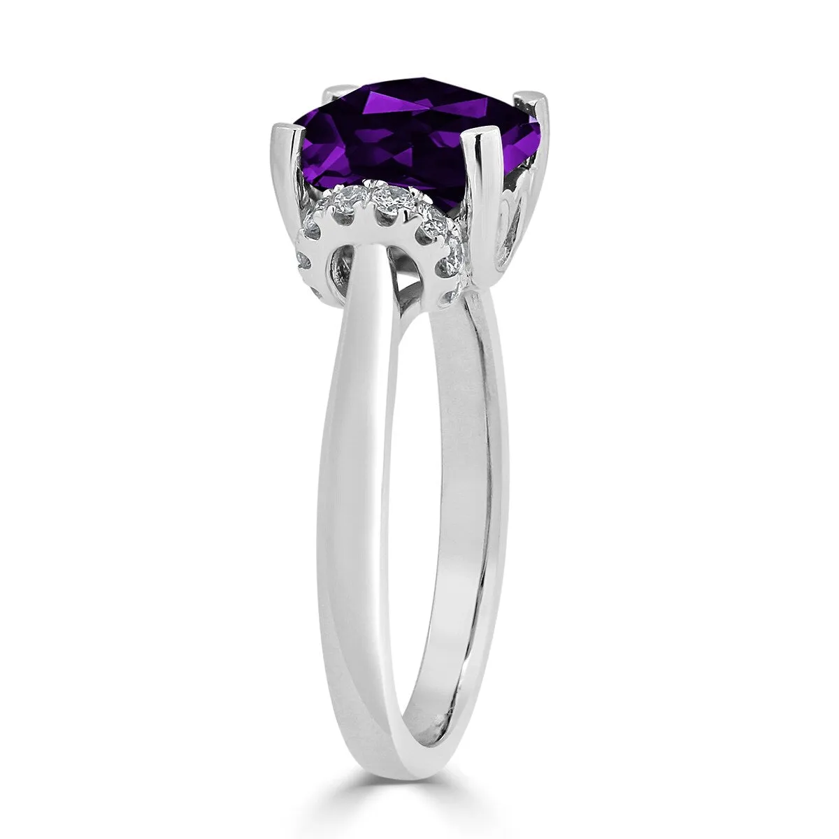 Auriya Unique 2ct Cushion-cut Purple Amethyst and Diamond Engagement Ring 1/5cttw 14k Gold sold by Zulily product image thumbnail 4