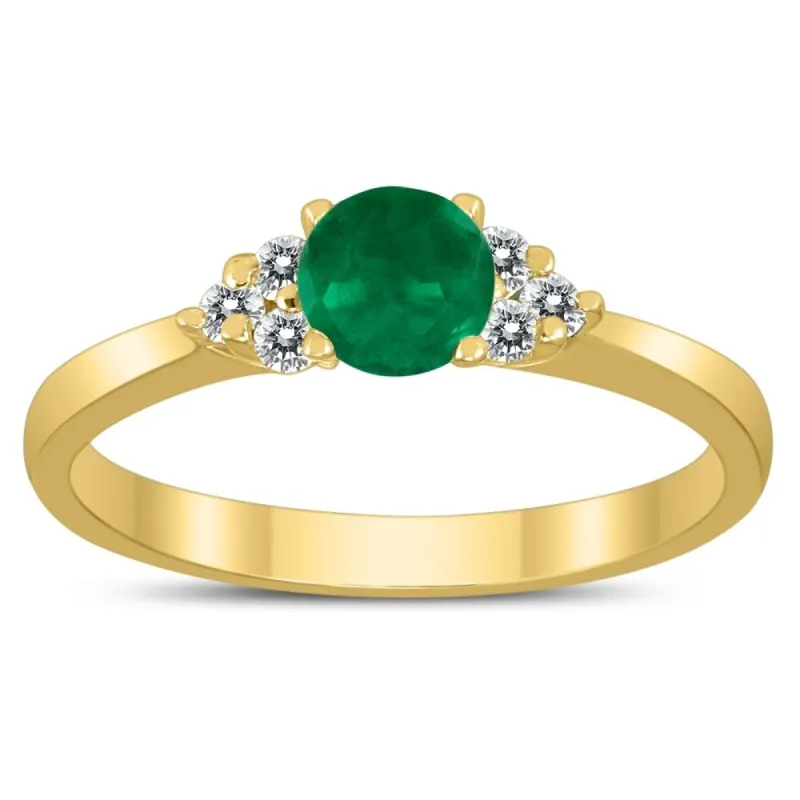 4MM Emerald and Diamond Cynthia Ring in 10K Yellow Gold sold by Zulily