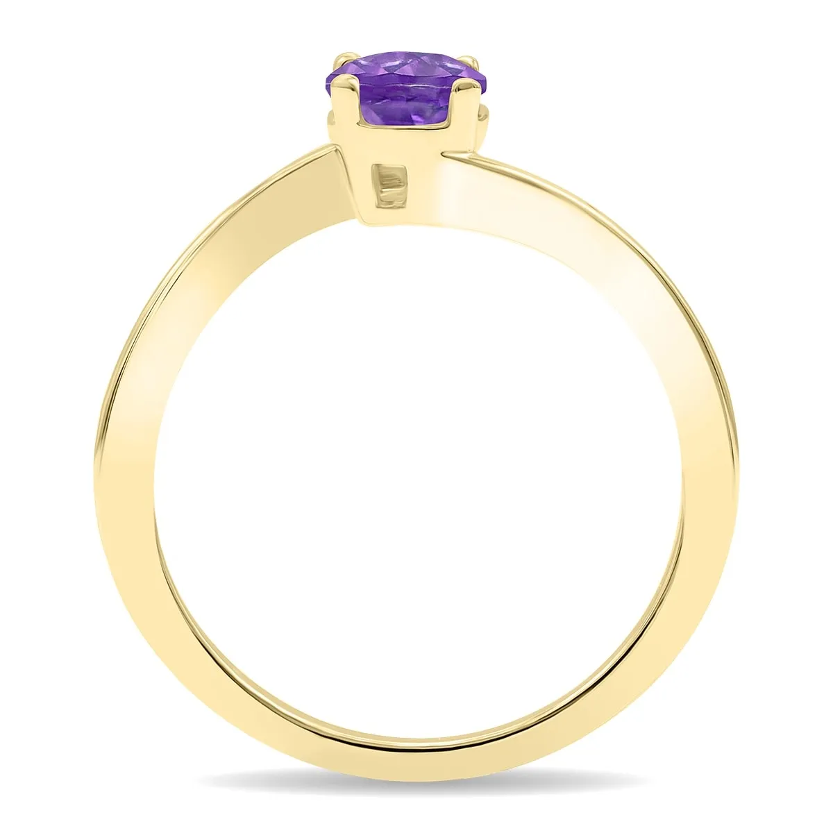 Women's Round Shaped Solitaire Amethyst Wave Ring in 10K Yellow Gold sold by Zulily product image thumbnail 3