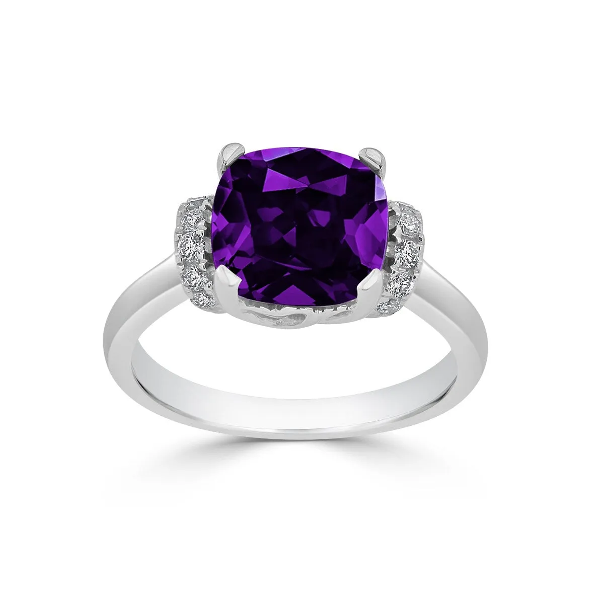 Auriya Unique 2ct Cushion-cut Purple Amethyst and Diamond Engagement Ring 1/5cttw 14k Gold sold by Zulily product image thumbnail 3