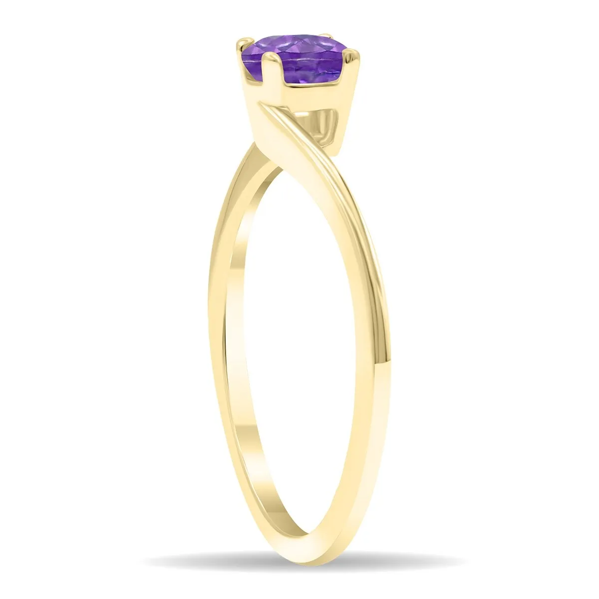 Women's Round Shaped Solitaire Amethyst Wave Ring in 10K Yellow Gold sold by Zulily product image thumbnail 2