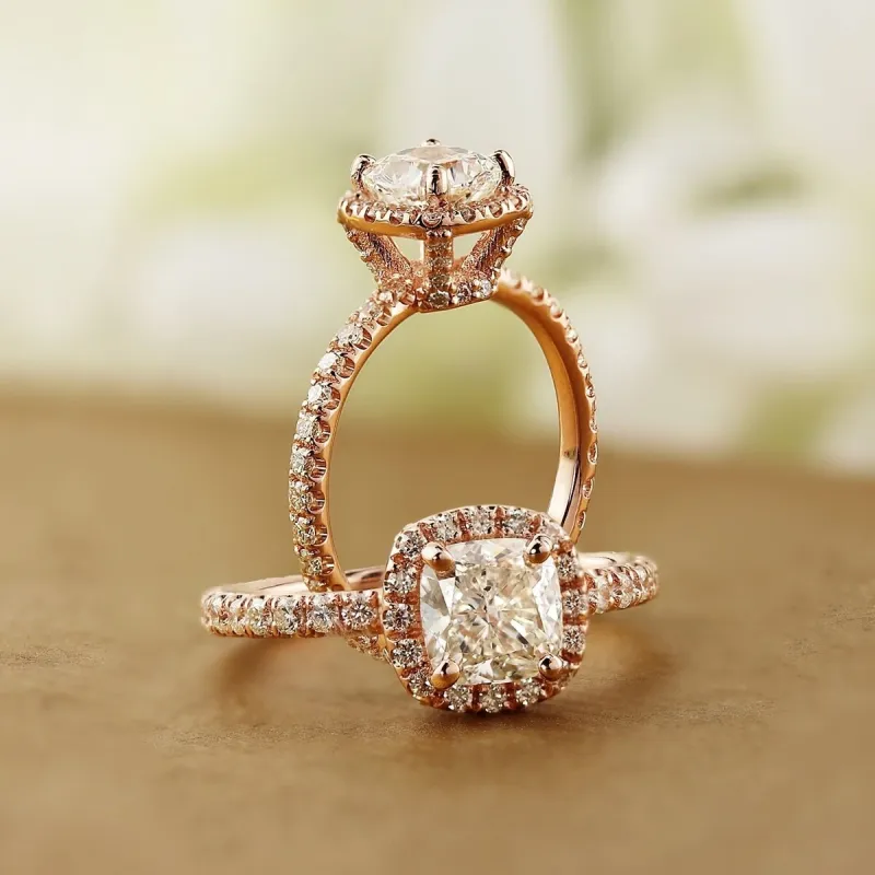 Auriya 14k Rose Gold 1 1/2ctw Cushion-cut Halo Diamond Engagement Ring sold by Zulily