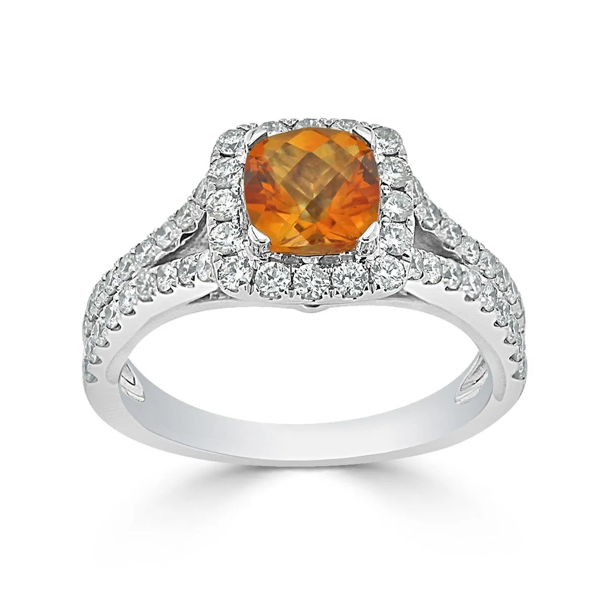 Auriya 9/10ct Cushion-cut Citrine Halo Diamond Engagement Ring 5/8ctw 14k Gold sold by Zulily product image thumbnail 3