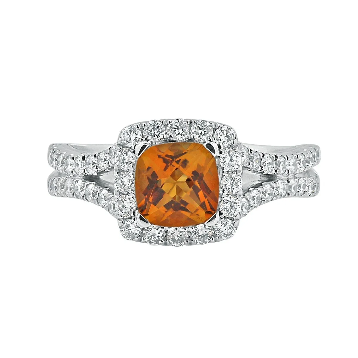 Auriya 9/10ct Cushion-cut Citrine Halo Diamond Engagement Ring 5/8ctw 14k Gold sold by Zulily product image thumbnail 2