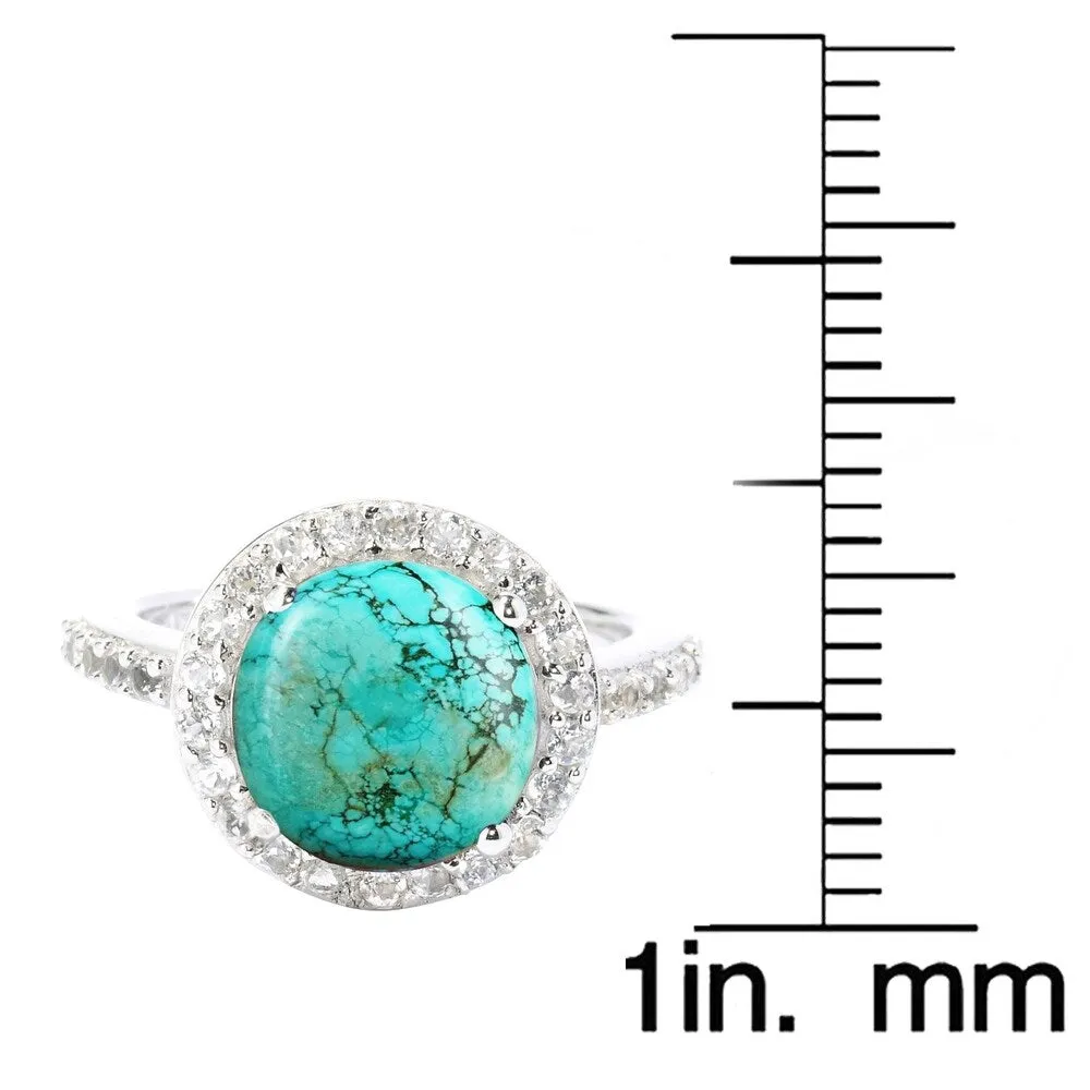 Sterling Silver with Turquoise and White Topaz Halo Ring sold by Zulily product image thumbnail 2