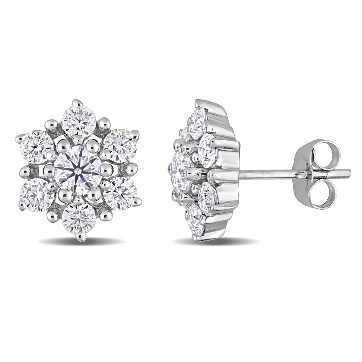 Miadora 1 1/3ct DEW Moissanite Floral Cluster Stud Earrings in 10k White Gold sold by Zulily