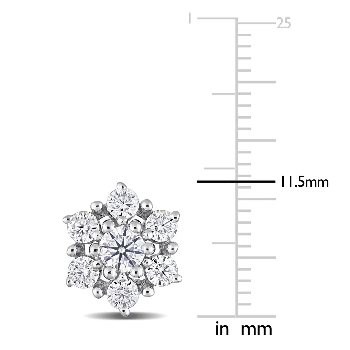 Miadora 1 1/3ct DEW Moissanite Floral Cluster Stud Earrings in 10k White Gold sold by Zulily product image thumbnail 2