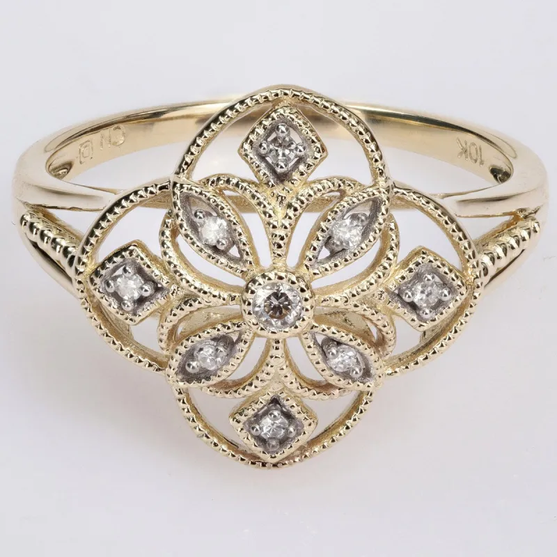 Miadora 10k Yellow Gold Diamond Accent Quatrefoil Lace Ring sold by Zulily