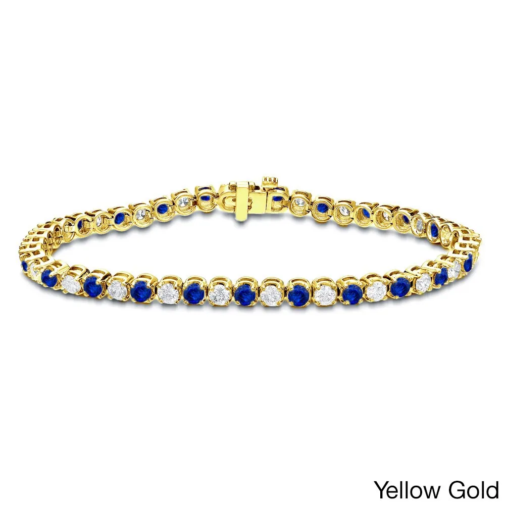 Auriya 3 1/2ct Blue Sapphire and 3 1/2cttw Diamond Tennis Bracelet 14k Gold sold by Zulily product image thumbnail 2