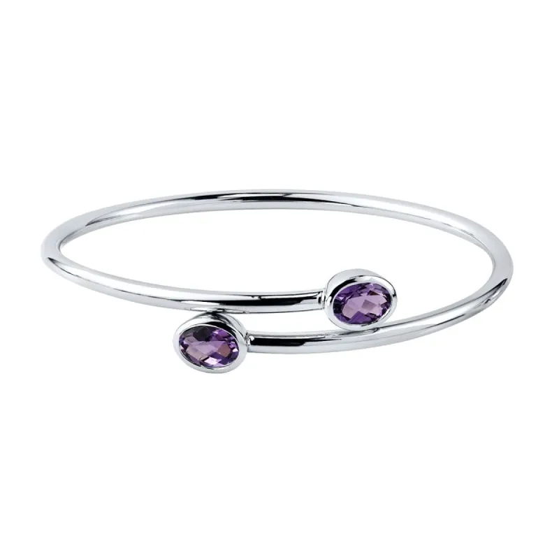 Auriya 2ct Oval Purple Amethyst Bypass Bangle Bracelet Gold over Silver sold by Zulily