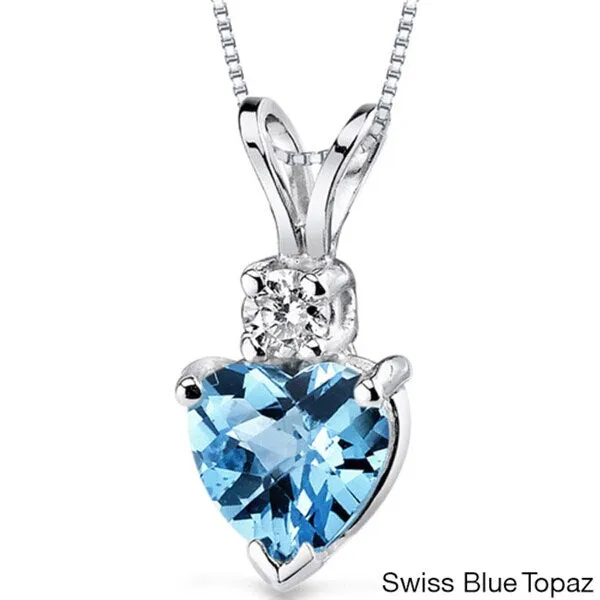 Oravo 14k White Gold Heart-shape Gemstone Diamond Accent Pendant sold by Zulily