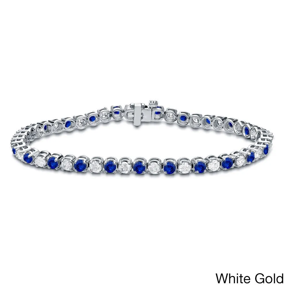 Auriya 3 1/2ct Blue Sapphire and 3 1/2cttw Diamond Tennis Bracelet 14k Gold sold by Zulily