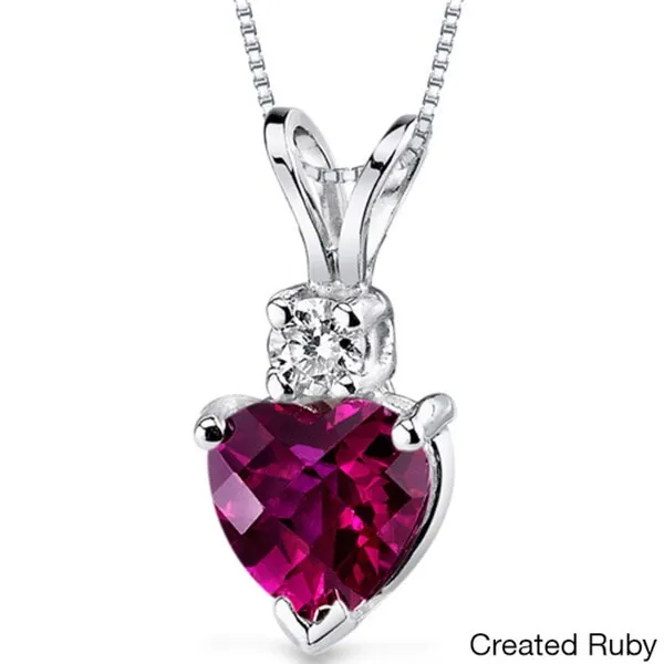 Oravo 14k White Gold Heart-shape Gemstone Diamond Accent Pendant sold by Zulily product image thumbnail 3