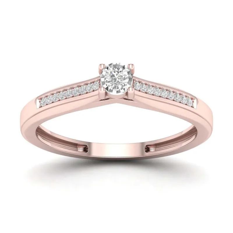 De Couer 1/10ct TDW Diamond Classic Ring (H-I, I2) - Pink sold by Zulily