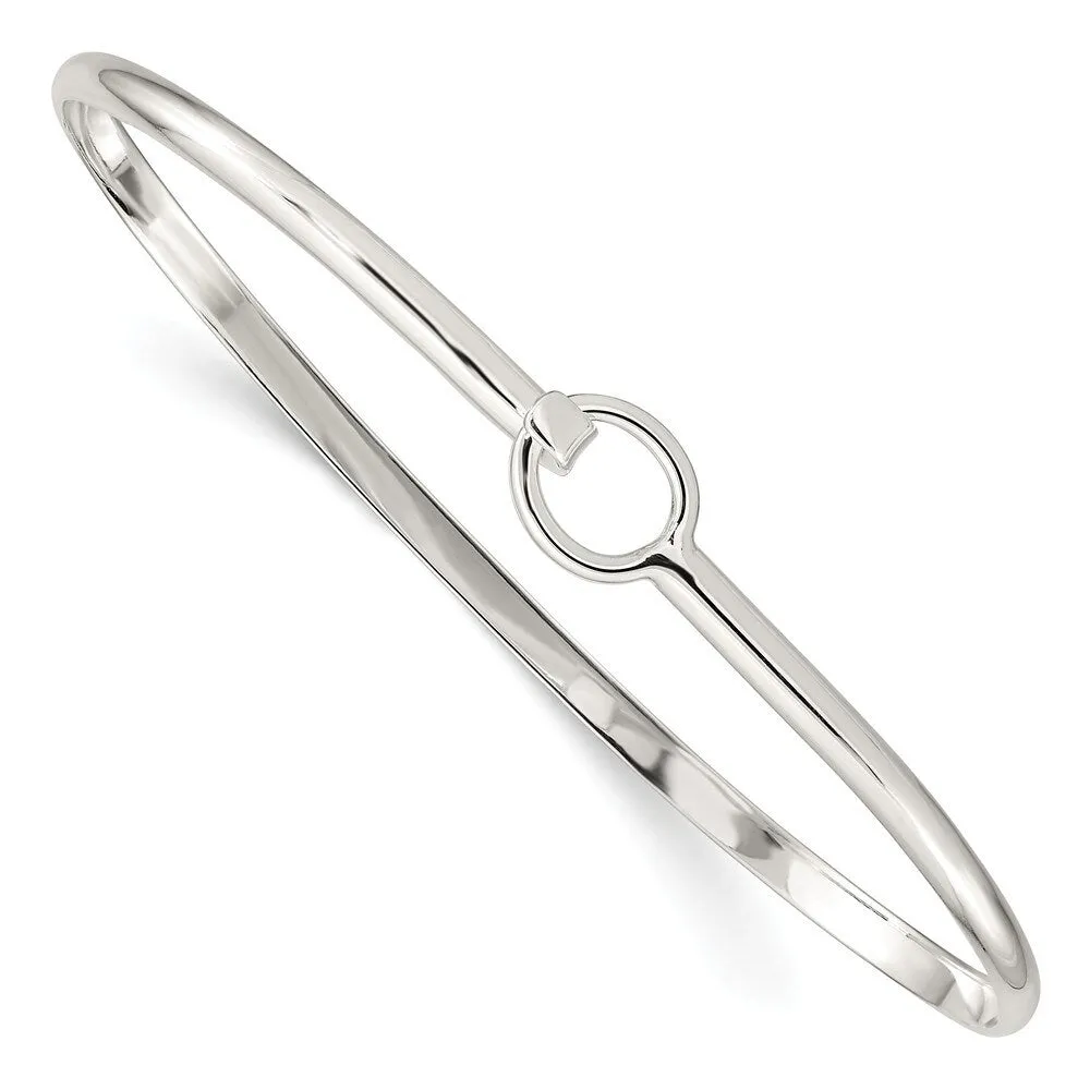 Curata 925 Sterling Silver 7" Simple Circle Hook Bangle Bracelet sold by Zulily