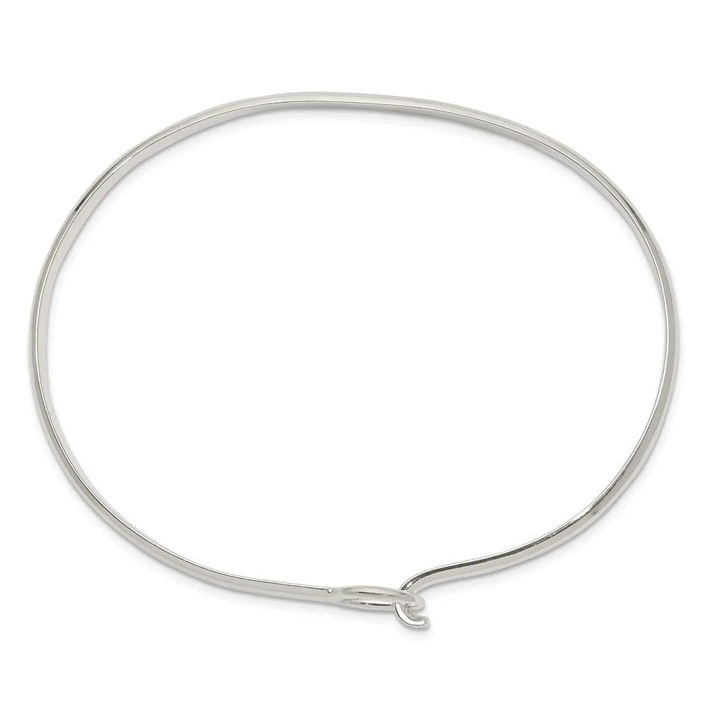Curata 925 Sterling Silver 7" Simple Circle Hook Bangle Bracelet sold by Zulily product image thumbnail 3