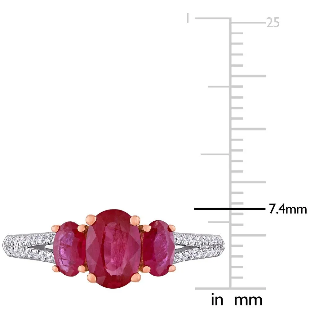 Miadora 14k White and Rose Gold Ruby and 1/6ct TDW Diamond 3-Stone Engagement Ring sold by Zulily product image thumbnail 4
