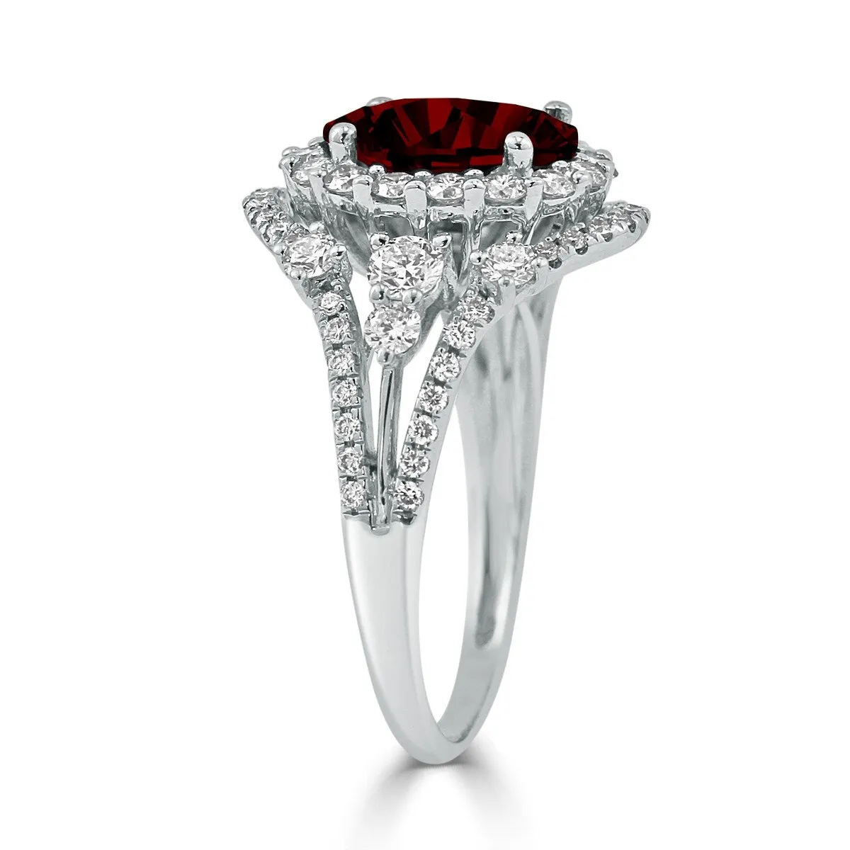 Auriya Vintage 2 7/8ct Oval Red Garnet and Halo Diamond Ring 1 1/5ctw 18K Gold sold by Zulily product image thumbnail 3