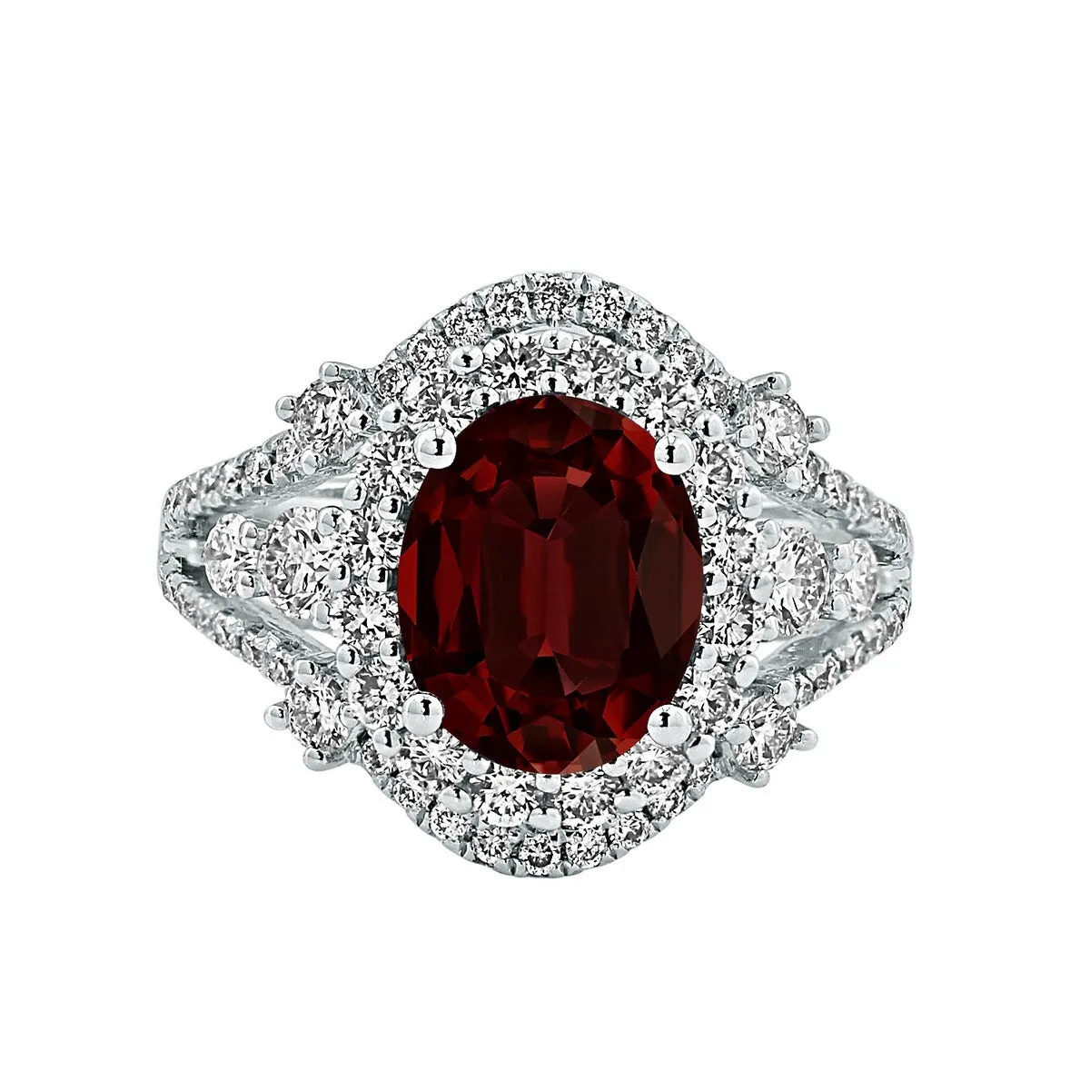 Auriya Vintage 2 7/8ct Oval Red Garnet and Halo Diamond Ring 1 1/5ctw 18K Gold sold by Zulily product image thumbnail 2