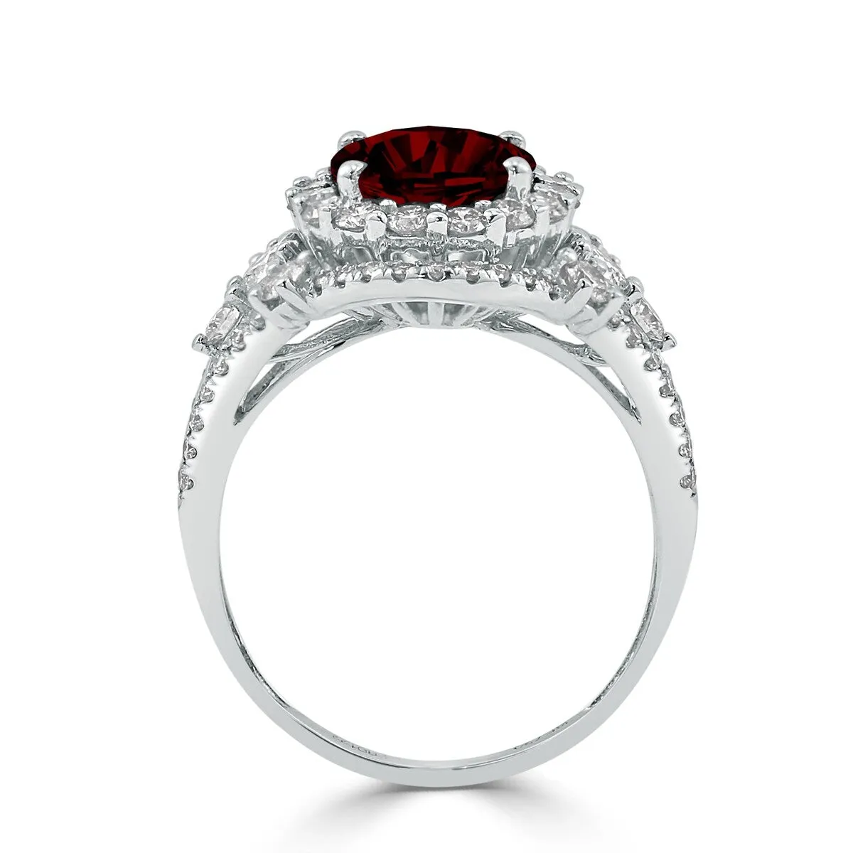 Auriya Vintage 2 7/8ct Oval Red Garnet and Halo Diamond Ring 1 1/5ctw 18K Gold sold by Zulily product image thumbnail 4