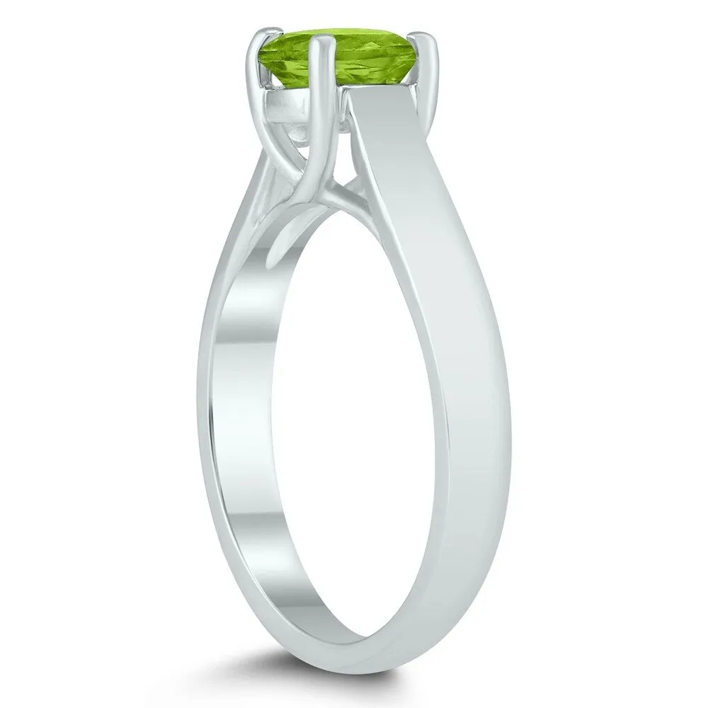 Round 6MM Peridot Cathedral Solitaire Ring in 10K White Gold sold by Zulily product image thumbnail 2