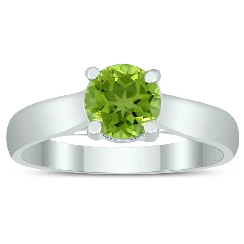 Round 6MM Peridot Cathedral Solitaire Ring in 10K White Gold sold by Zulily
