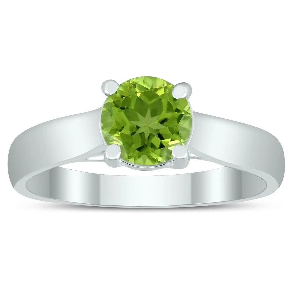 Round 6MM Peridot Cathedral Solitaire Ring in 10K White Gold sold by Zulily