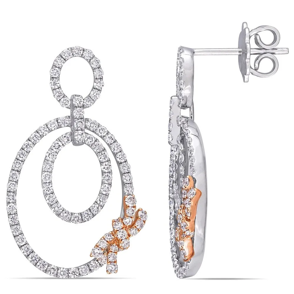 Miadora 2-Tone 14k White and Rose Gold 1 1/3ct TDW Diamond Multi-Hoop Bow Accent Earrings sold by Zulily
