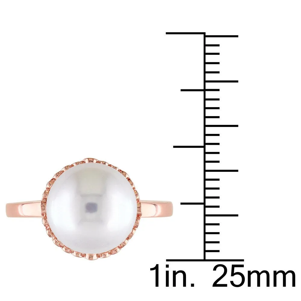 Miadora 14k Rose Gold White Cultured Freshwater Pearl and 1/4ct TDW Diamond Halo Ring (9.5-10 mm) (G sold by Zulily product image thumbnail 5