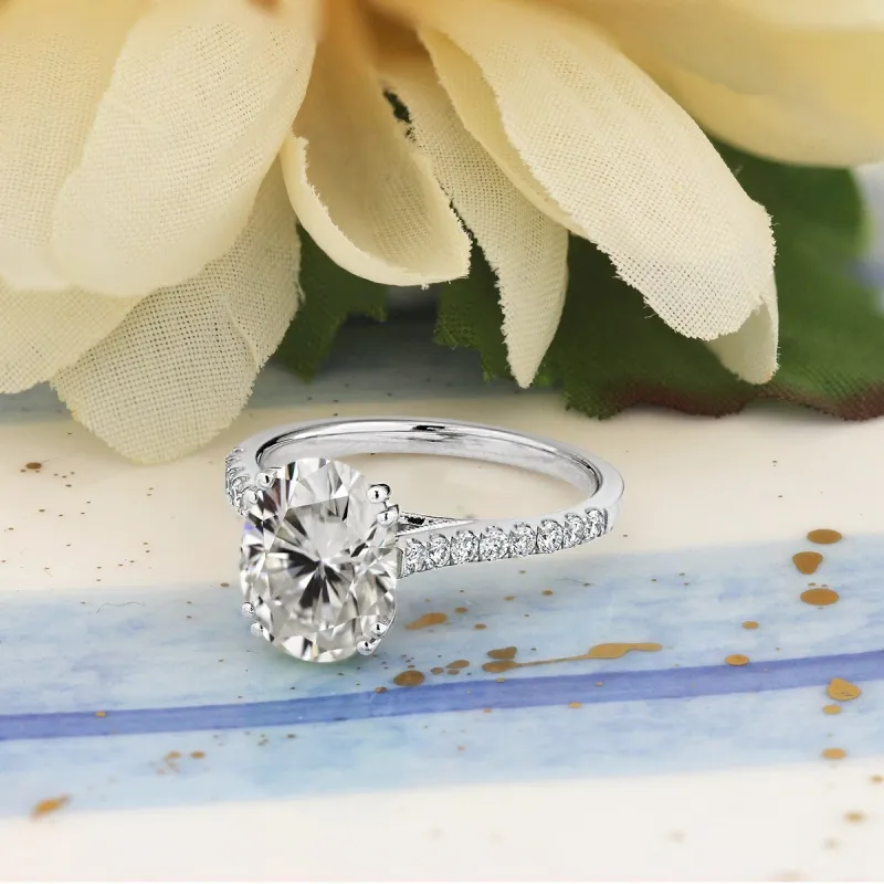 Auriya 14k Gold 1 3/4ctw Oval Moissanite and Diamond Engagement Ring 1/4ctw sold by Zulily