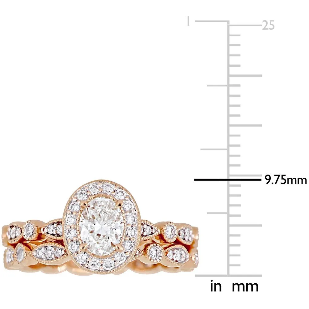 Miadora 14k Rose Gold 1ct TDW Diamond Halo Infinity Vintage Bridal Ring Set sold by Zulily product image thumbnail 3