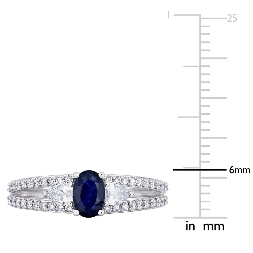 Miadora 14k White Gold Blue Sapphire and 1/2ct TDW Split Shank Engagement Ring sold by Zulily product image thumbnail 4