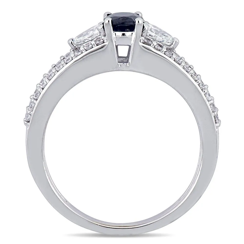 Miadora 14k White Gold Blue Sapphire and 1/2ct TDW Split Shank Engagement Ring sold by Zulily product image thumbnail 3