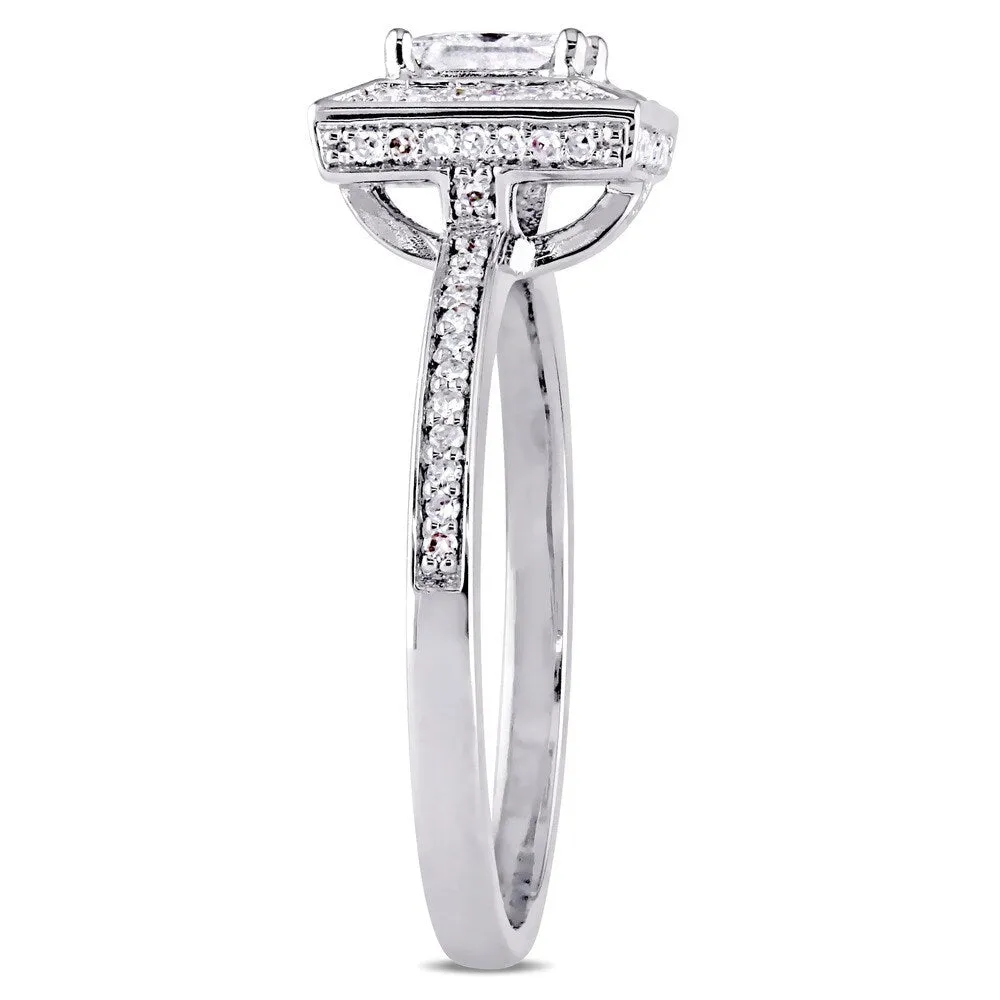 Miadora Signature 14k White Gold 3/4ct TDW Princess and Round Diamond Double Square Halo Engagement Ring sold by Zulily product image thumbnail 5