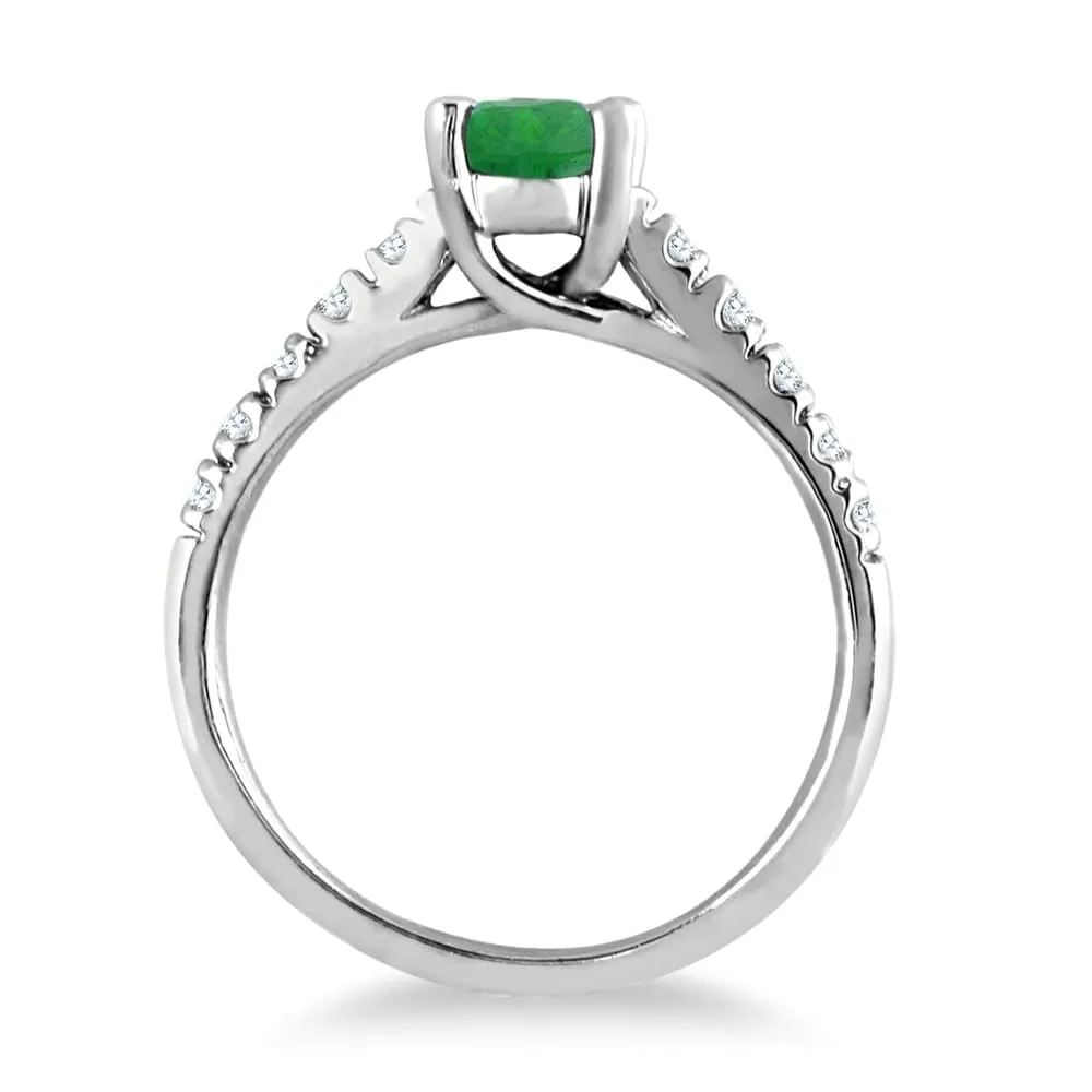 1 Carat Oval Emerald and Diamond Ring in 14K White Gold sold by Zulily product image thumbnail 3