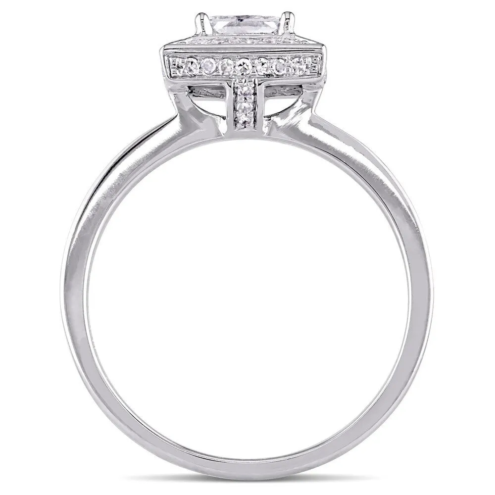 Miadora Signature 14k White Gold 3/4ct TDW Princess and Round Diamond Double Square Halo Engagement Ring sold by Zulily product image thumbnail 4