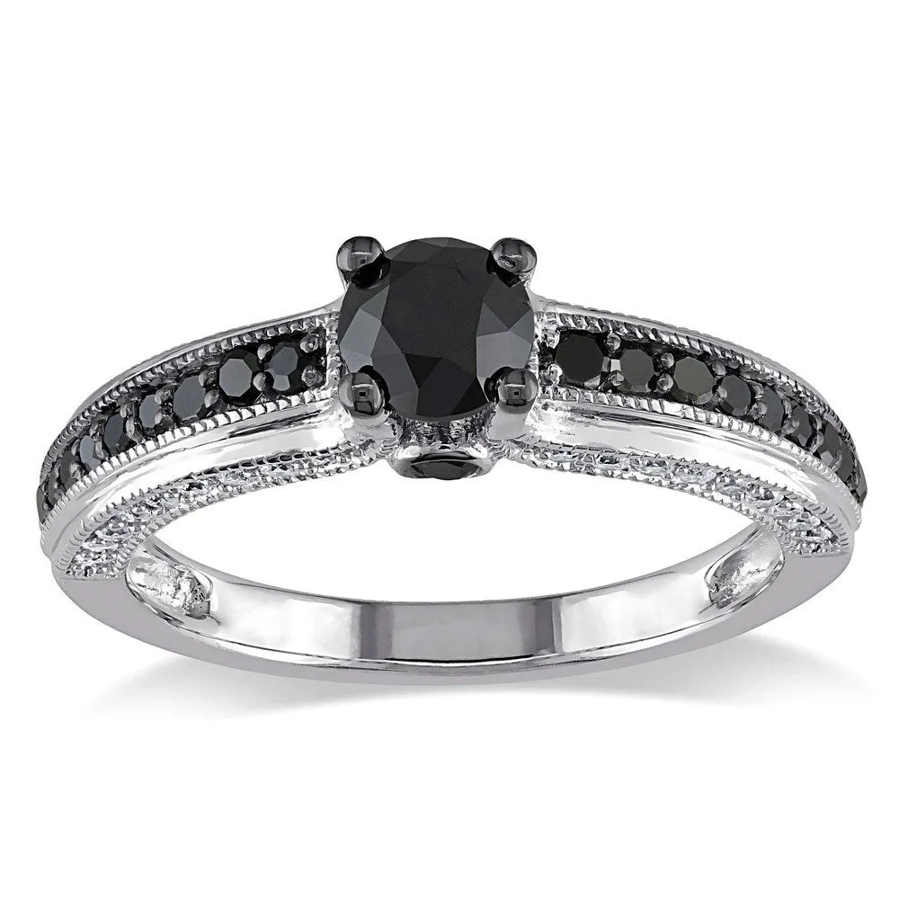 Miadora 10k White Gold 1 1/4ct TDW Black and White Round-cut Diamond Ring sold by Zulily
