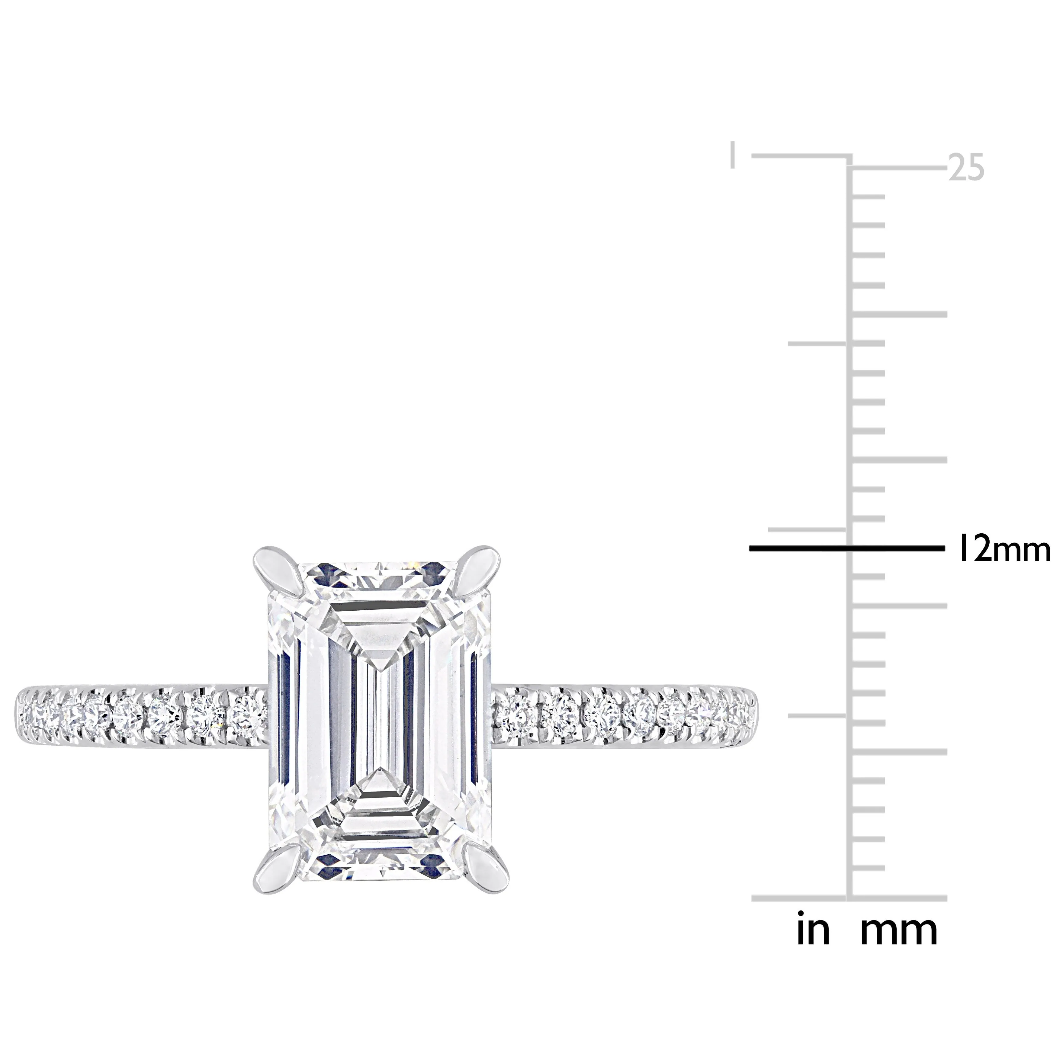 Created Forever 2 1/6ct TDW Emerald-Cut Lab-Grown Diamond and Tsavorite Accent Ring in 14k White Gold sold by Zulily product image thumbnail 4