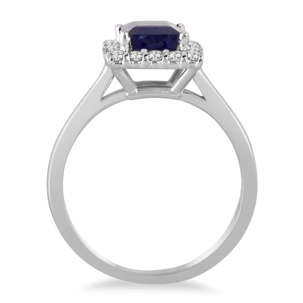 2 Carat Sapphire and Diamond Princess Halo Ring in 14K White Gold sold by Zulily product image thumbnail 2