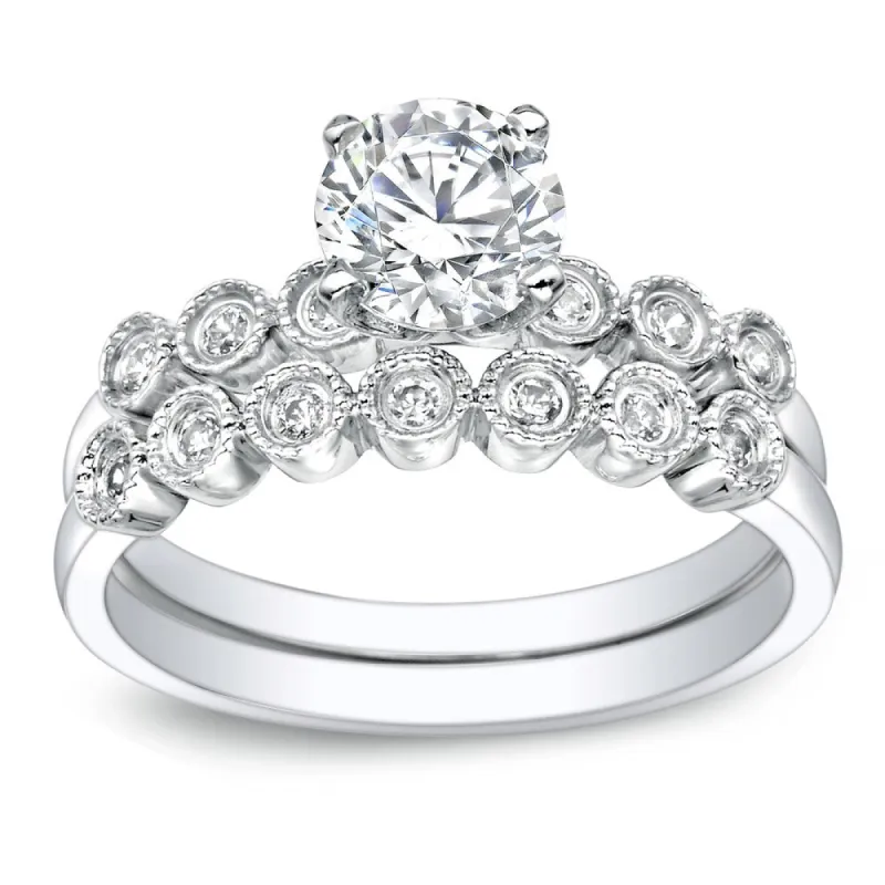 Auriya Platinum 1 carat TW Vintage Round Diamond Engagement Ring Set sold by Zulily