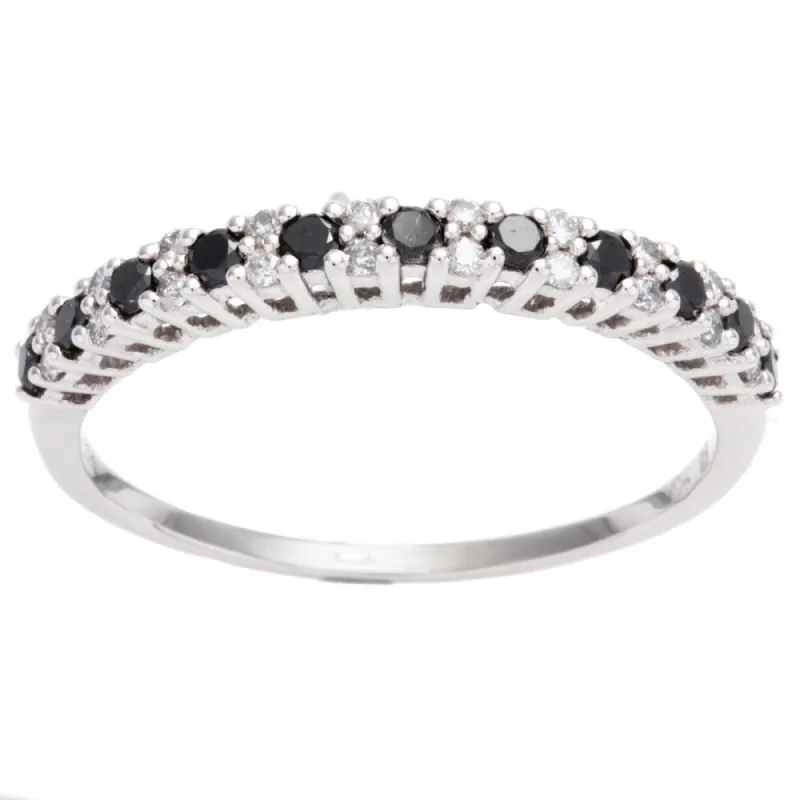 Miadora 10k Gold 1/2ct TDW Black and White Diamond Semi-eternity Ring sold by Zulily
