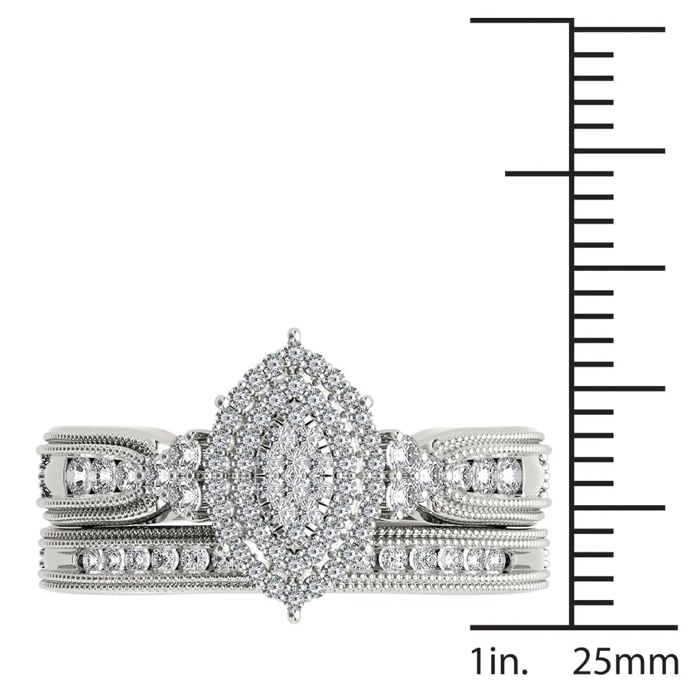 De Couer 14k White Gold 1/2ct TDW Diamond Cluster Halo Bridal Set sold by Zulily product image thumbnail 4