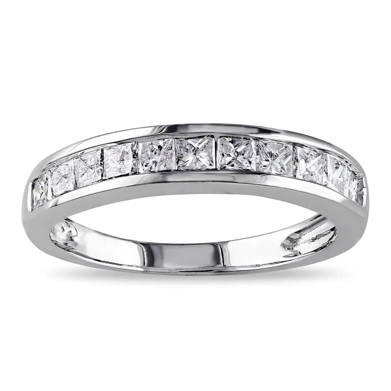 Miadora 14k White Gold 3/4ct TDW Channel-set Princess-cut Diamond Anniversary Band (G-H, I2-I3) sold by Zulily