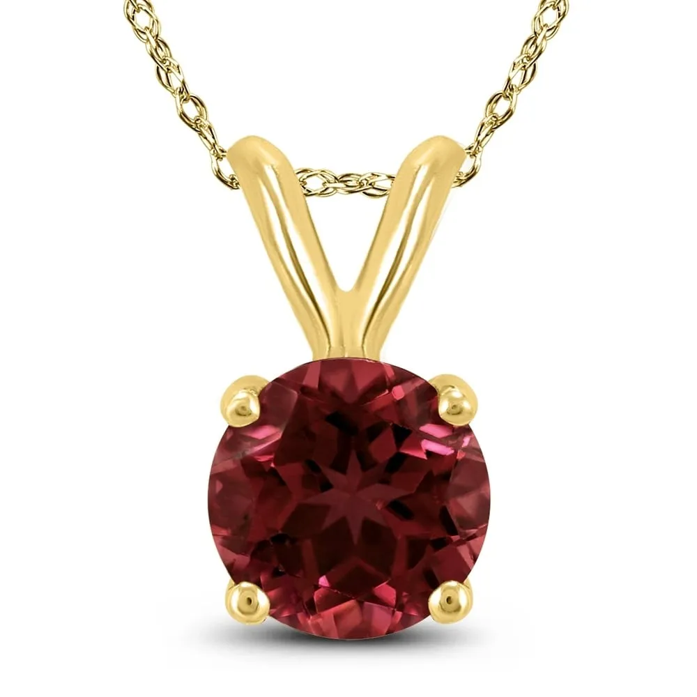 14K Yellow Gold 6MM Round Garnet Pendant sold by Zulily