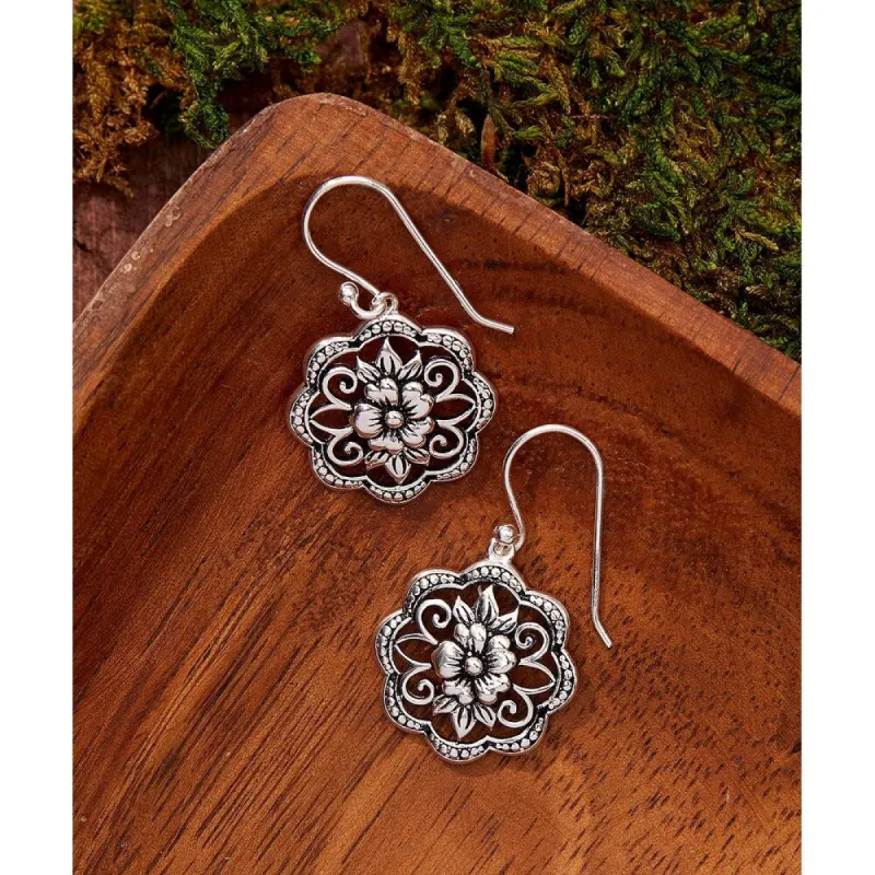 Vera & Co. Sterling Silver Oxidized Flower Dangle Earring - White sold by Zulily