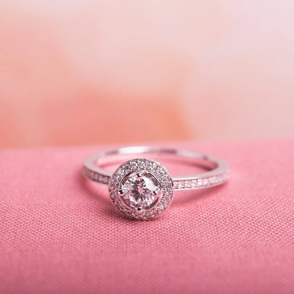 Miadora 14k White Gold 1/2ct TDW Diamond Halo Engagement Ring sold by Zulily